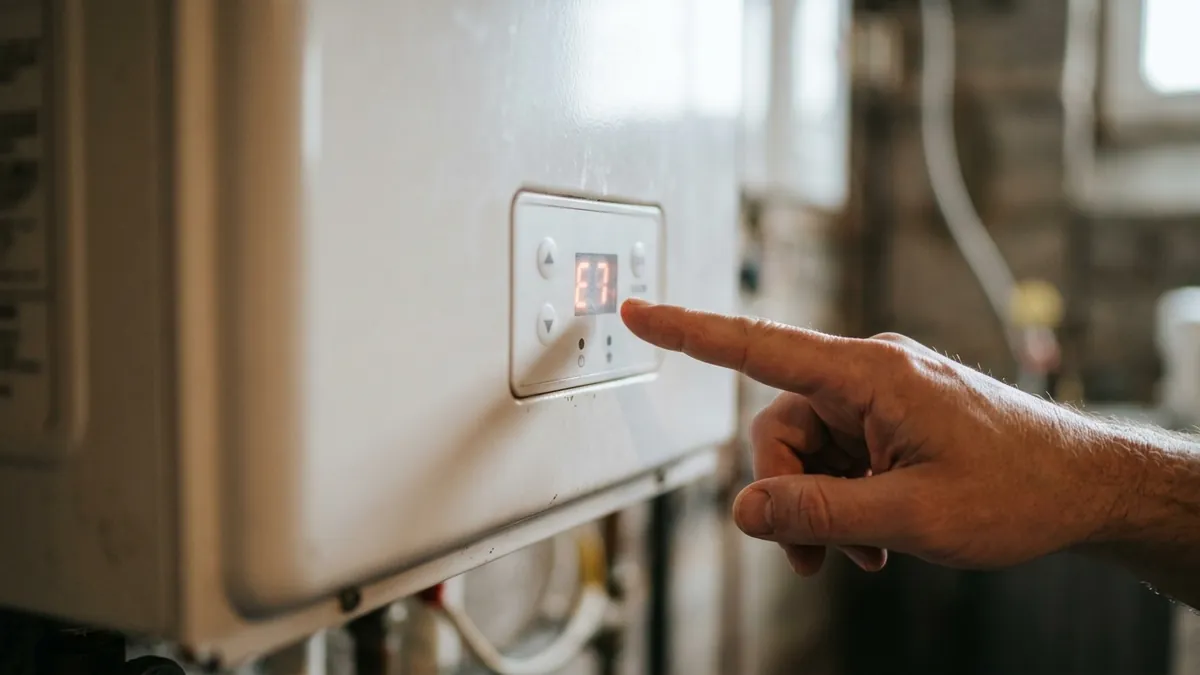 Fault code on a tankless water heater display, where tankless water heater repair starts